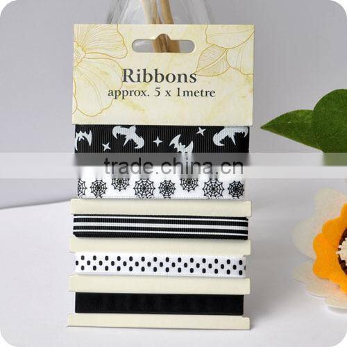 polyester ribbon, satin ribbon , ribbon set for Halloween, scrapbooking ribbon, ribbon for bowing