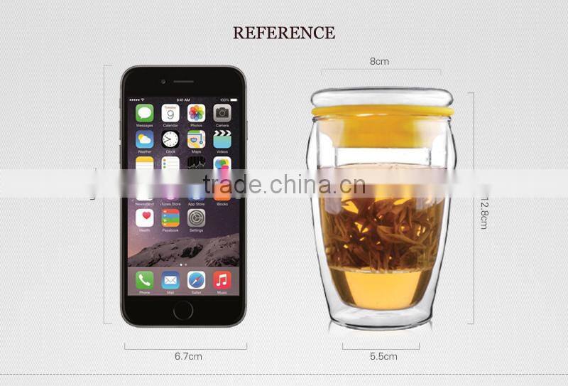 350ml glass tea cup with strainer with lid TB322 ML Glass