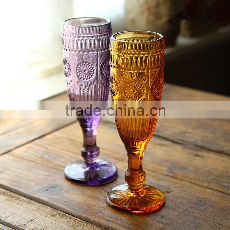 embossed short stem wine glass champagne glass