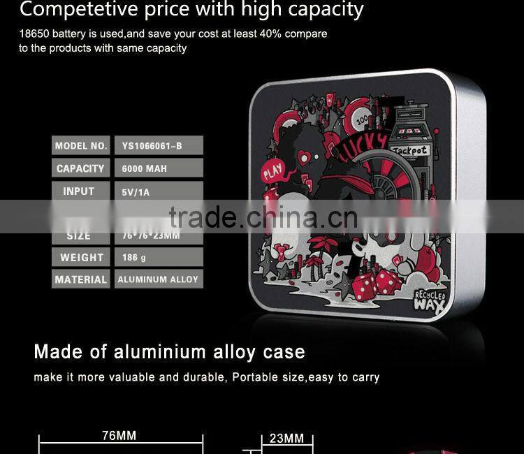 gift items low costs, fast charger mobile portable power banker square power bank 6600mah
