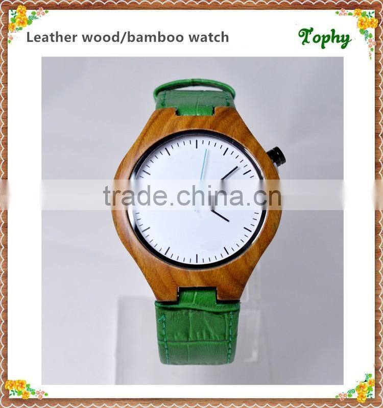 Trade Assurance Bamboo Wooden Watches 2016 New Products Men's With Genuine Leather Band Luxury