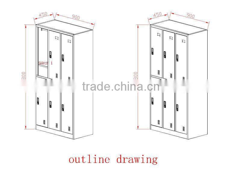 Steel 6 doors gym locker office furniture