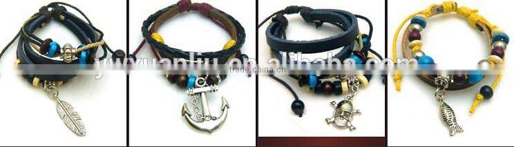 2015 fashion jewelry handmade bio magnetic leather bracelet