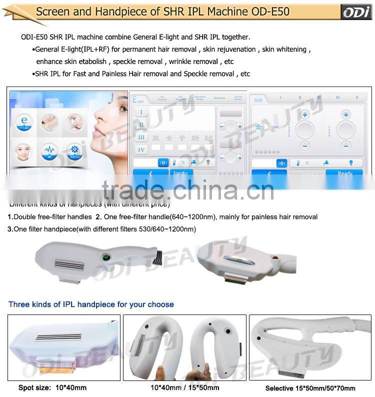 Multifunctional beauty machine spot removal feature shr ipl depilacion OD-E50