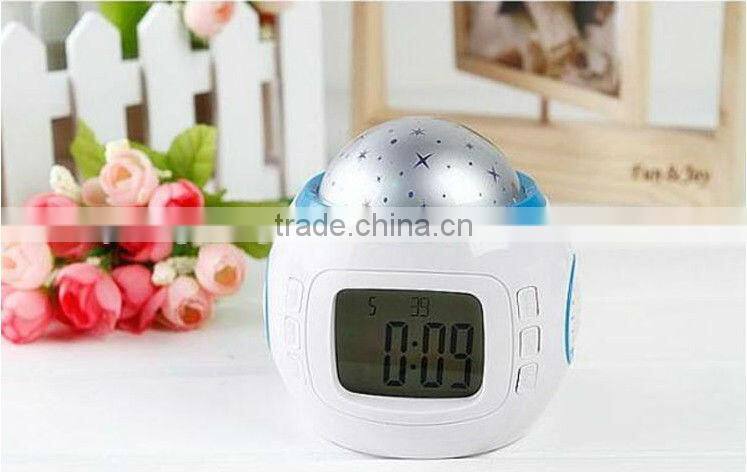 pretty decorative table desk digital LED star projector alarm clock