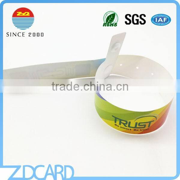 13.56 MHz M1k RFID PVC Paper Wristband For Events
