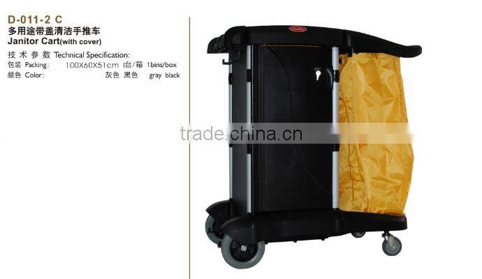 Janitor Cart with cover, Multipurpose cover cleaning trolley,