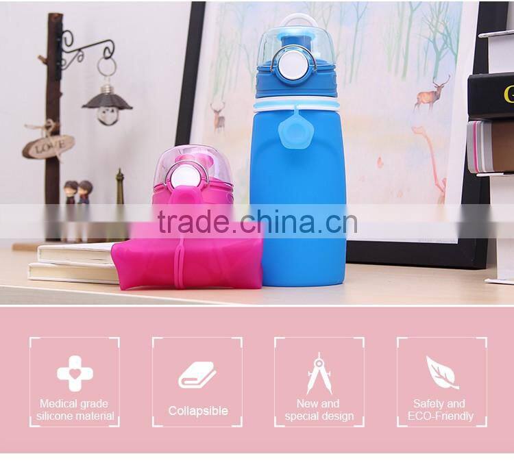 Excellent Silicone Material 16OZ Collapsible Water Bottle