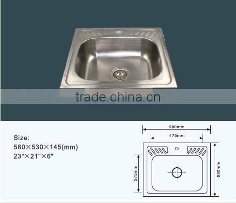 Taizhou factory supply 58x53cm cheap single bowl kitchen sink stainless steel