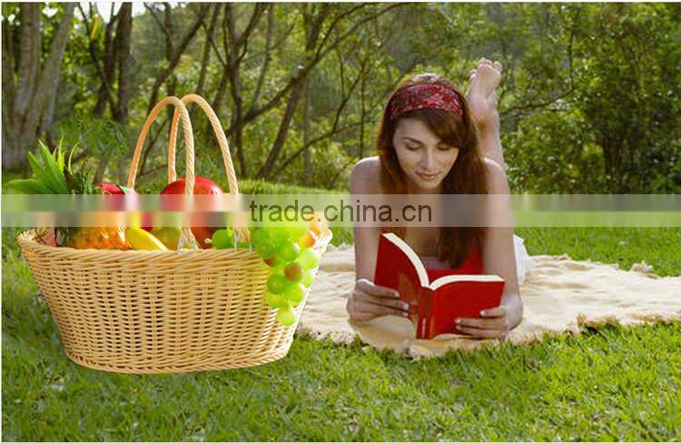 Food grade PE wicker hand basket outdoor picnic basket fruit basket wholesale