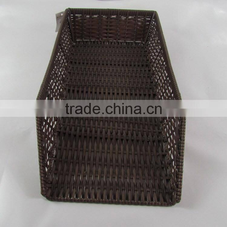 S&D poly rattan brown wicker storage basket imitation supermarket display basket fruit basket