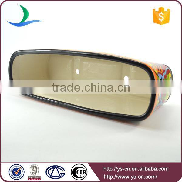 YSfp0008 Hot sale rectangular ceramic flowerpot with handprint design