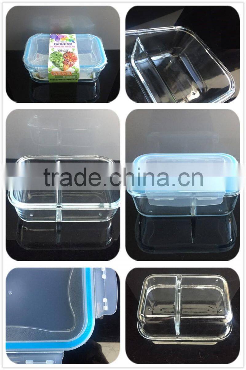 1L Hi-borosilicate square glass school bento lunch box leakproof