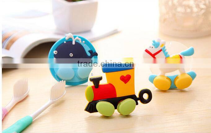 Q054 soft silicone cartoon small animal sucker single toothbrush holder