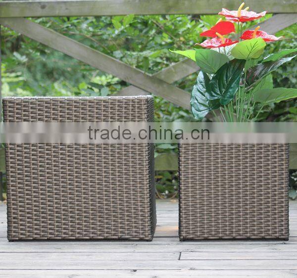 FO-9406 square Synthetic Rattan flower pot for hotel supplier