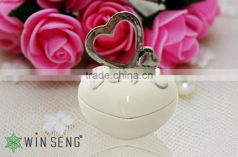 Porcelain Heart shaped Wedding Jewellery Box