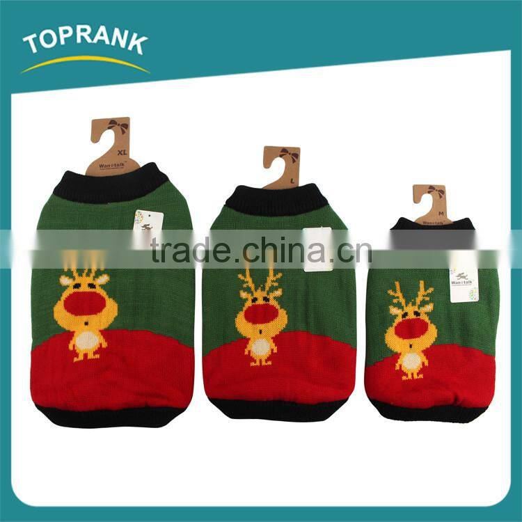 Fashion design Christmas reindeer pattern polyester winter knit sweater for dog
