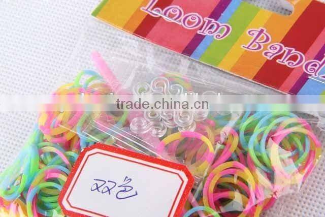 300PC Hair Band With 12 Buckles/Double colors RUBBER BAND