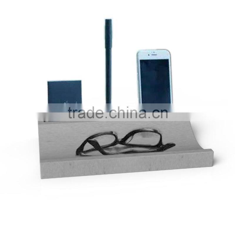 Multi-function concrete office desk organizer pen holder