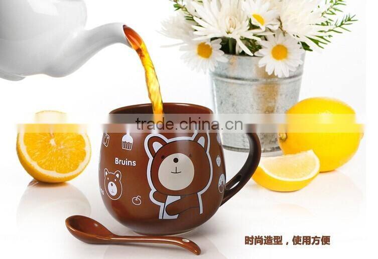 350ml ceramic coffee mug with spoon milk mug