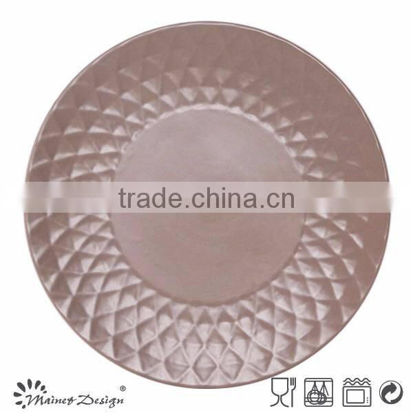 Round Crockey ceramic stoneware emboss dinnerware plate