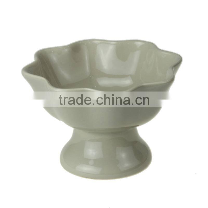 4.3" flower shape grey color personalized ceramic ice cream sundae bowls
