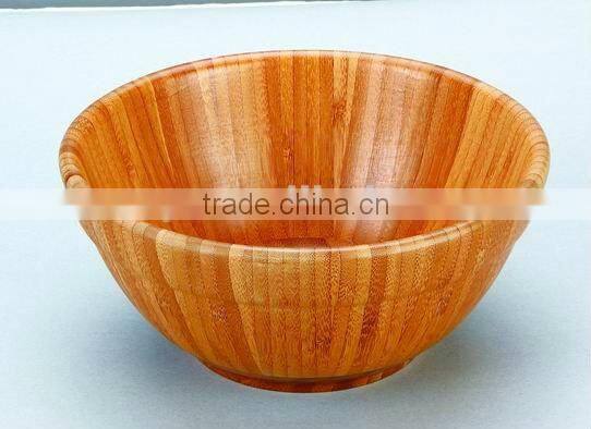 round WOODEN/BAMBOO SALAD BOWL fruit vegetable deep bowl
