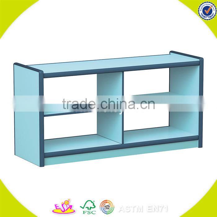 Wholesale simple style wooden Storage rack delicate wooden bin organizer toy storage rack with 12pcs plastic bins W08C039