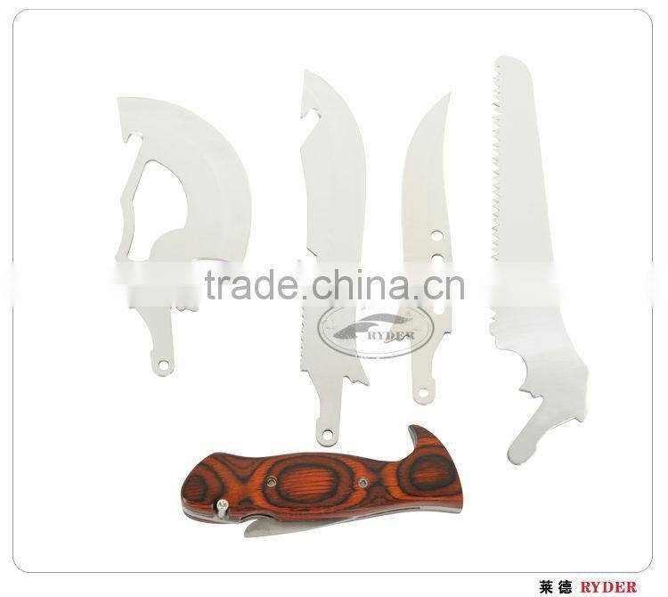 USA best selling wood hunting knife with 2 blade saw axe in outdoor