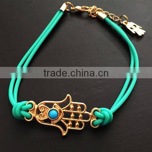 gold hamsa hand rubber bracelet