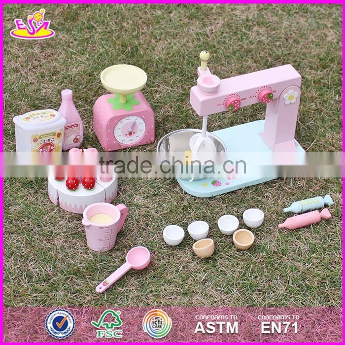 2017 New products children pretend play wooden toy set make a cake W10D013