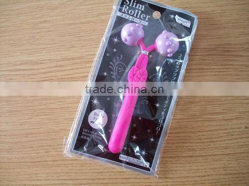two ball plastic handheld massager slim roller