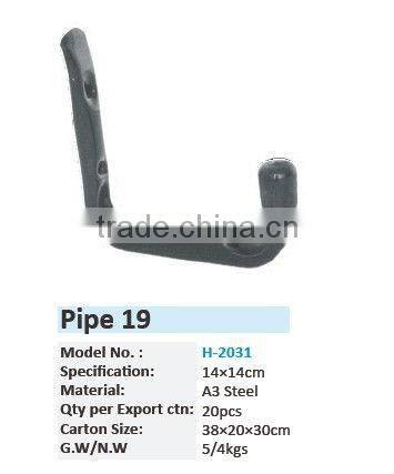 Sturdy black powder coated metal steel pipe hook wall hook