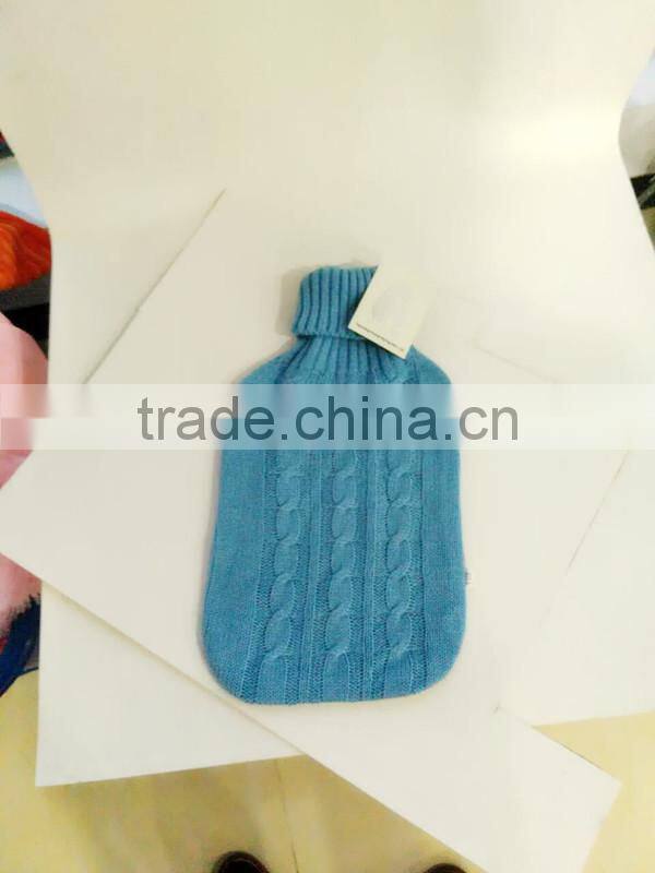 2015 new!! blue knitted hot water bag cover