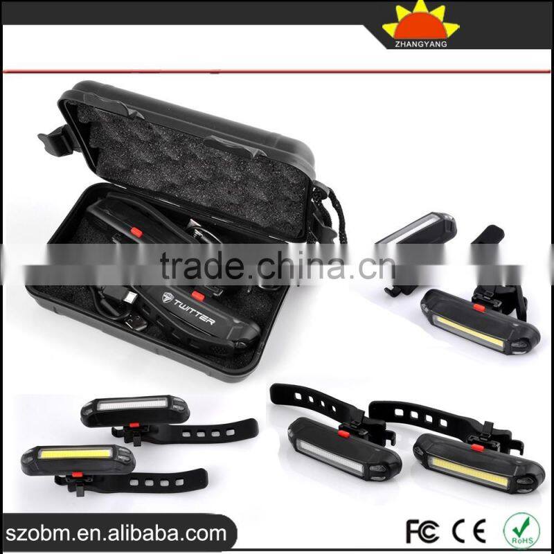 New arrival 3 Mode RED/White Light LED Bicycle Safety Front/Tail Light set with USB charger