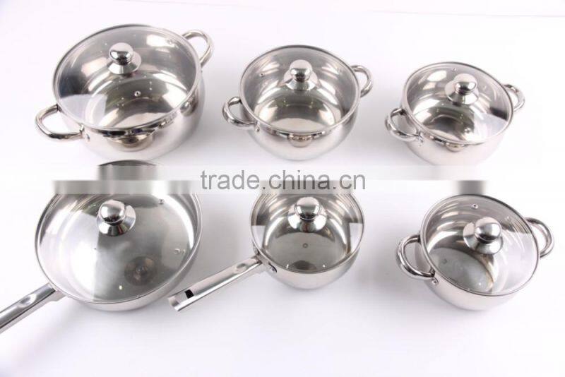 metal stainless steel cooking pans and pots , 12 pcs Cooware sets