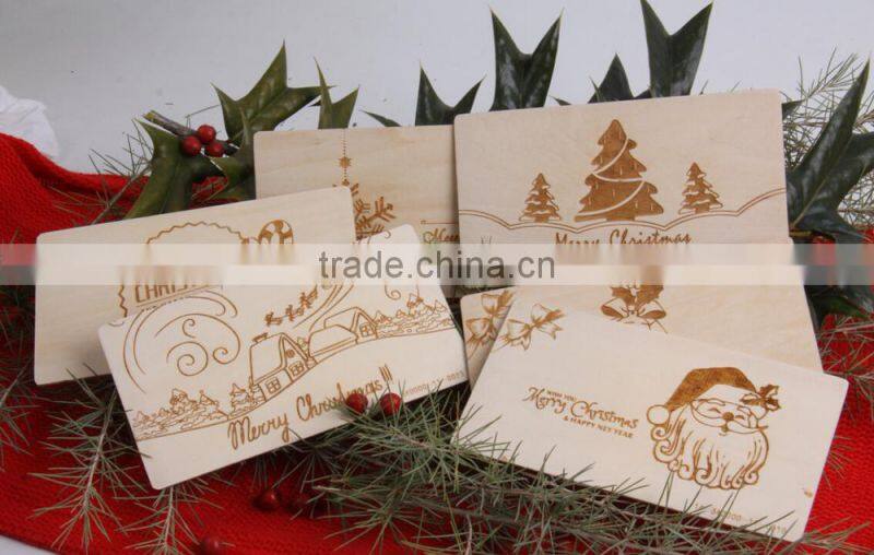 Fancy decorative laser engraved wooden birthday card