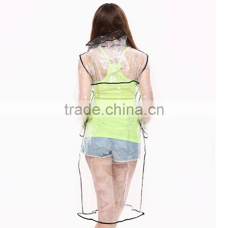 wholesale fashion transparent eva raincoat with good quality