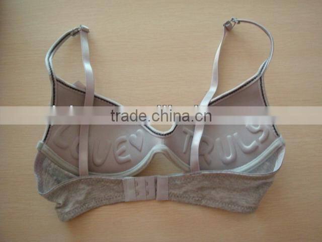 js-1002 Popular Comfortable Sexy half cup Plain Sports bra with embossing letters (accept OEM)