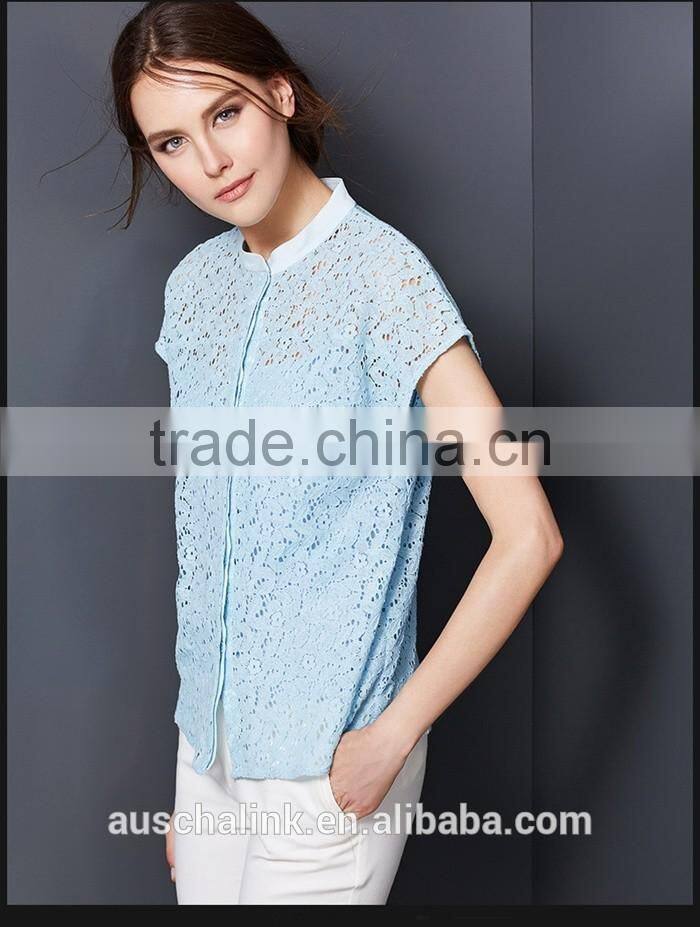 2016 best selling high quality ladies lady lace tops latest design