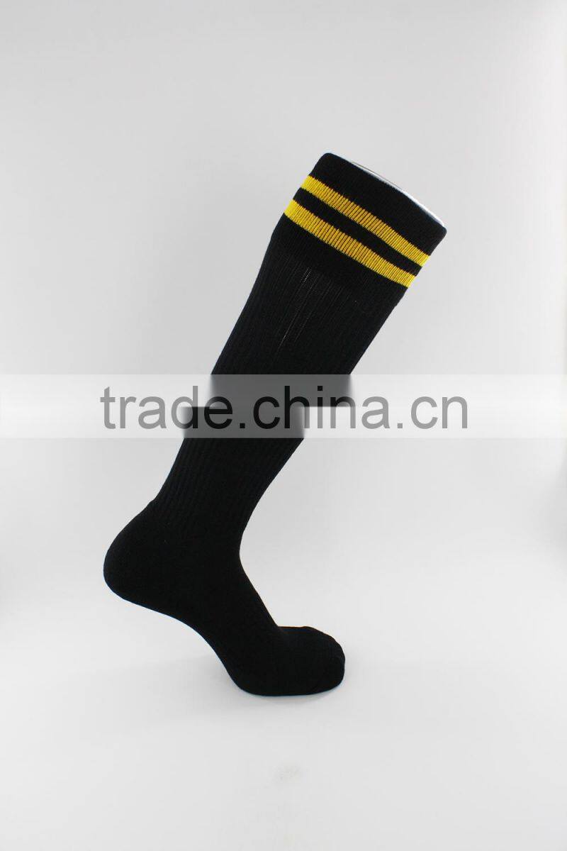Custom black nylon football socks with strip
