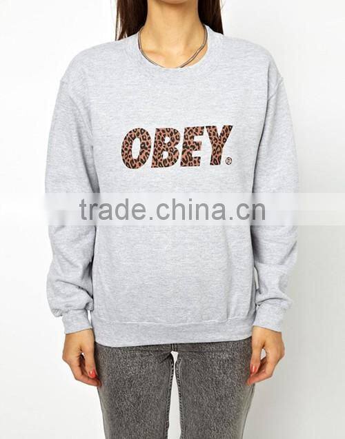 2016 women leopard print logo sweatshirt french terry crewneck sweatshirt