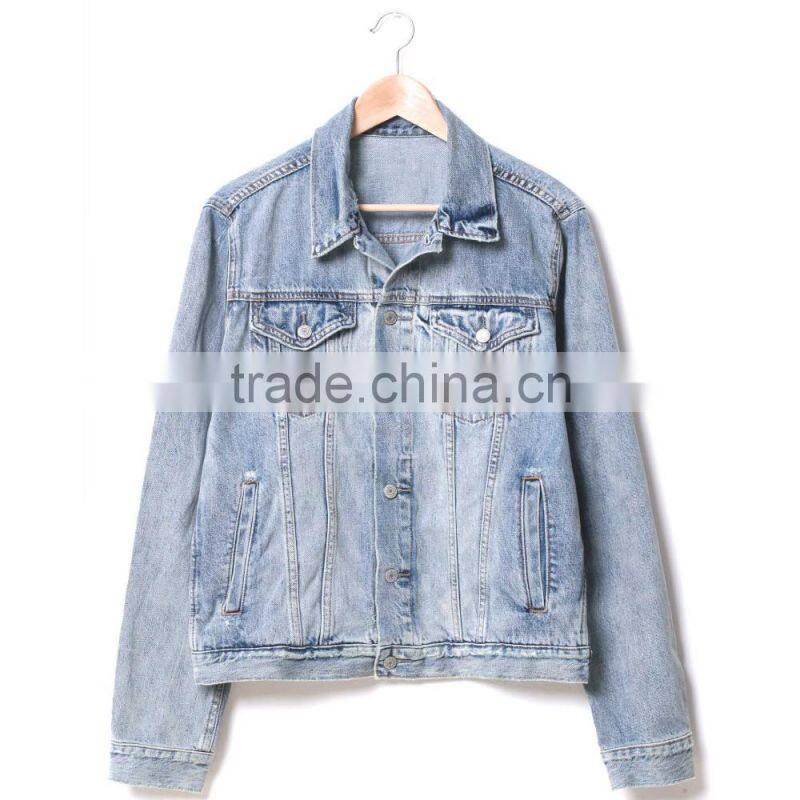 classic light blue vintage denim jacket for men custom printed