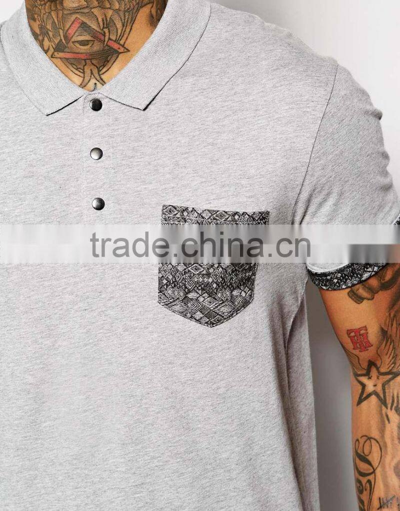 Custom logo t-shirt printed pocket polo t-shirt wholesale PS0113A
