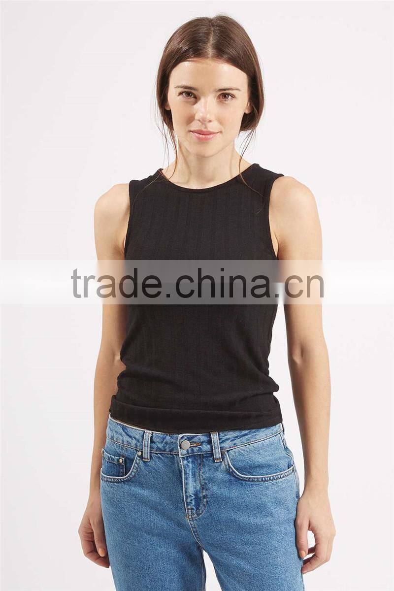 MGOO OEM Service Women Fitness Crop Tops 100% Polyester Blank Round Neck Sleeveless Tank Top