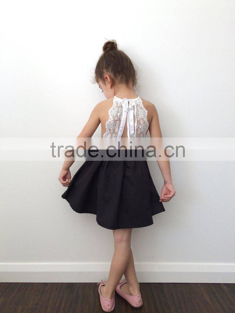 2017 baby girl party dresses sleeveless lace black wedding dress baby wear clothes
