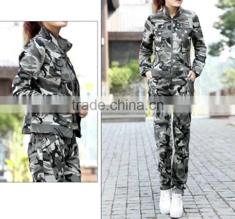 Latest Chinese Custom Black Army Suit Military Camouflage Uniform for Women