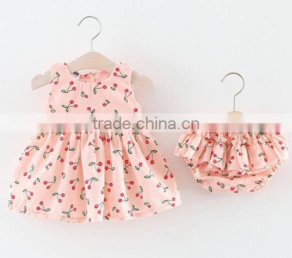 Baby Organic Clothing Cherry Sets Vintage Clothing Wholesale Bow On Shoulder Outfit