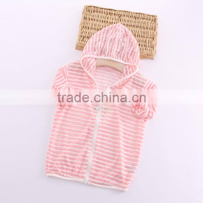 2016 Unique Air-conditioned Shirt Unisex Stripe Sunscreen Clothing Kids Spring Zipper Coat