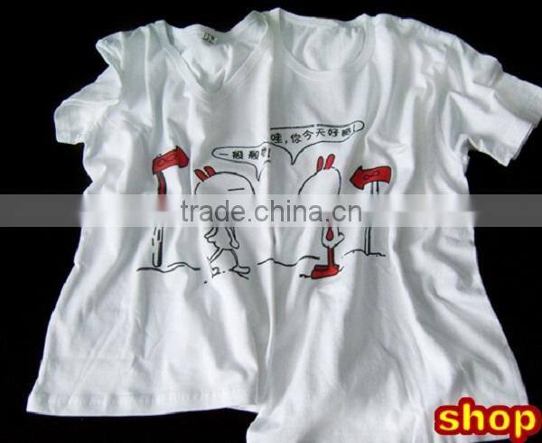 2014 newest 100% cotton white couple t-shirt custom logo